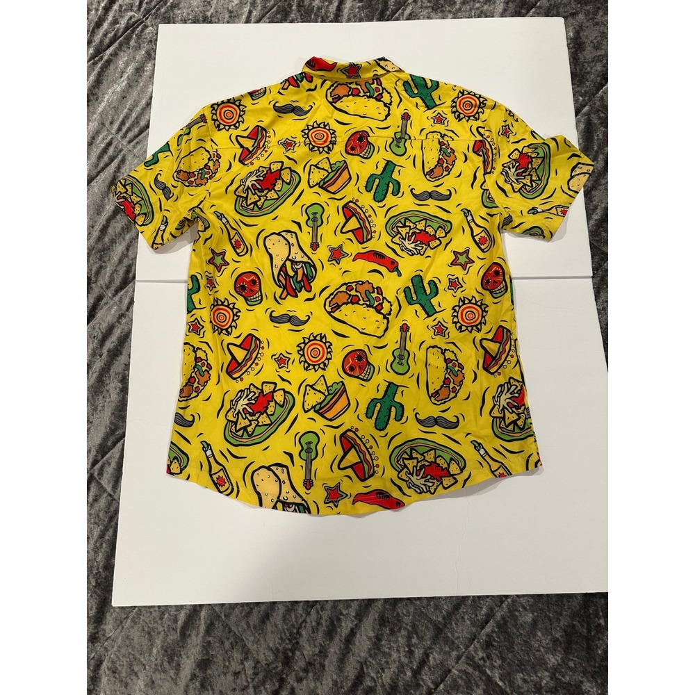 Mexican Food Print Top/Short Set Men's Size Medium Yellow EUC - Picture 10 of 11
